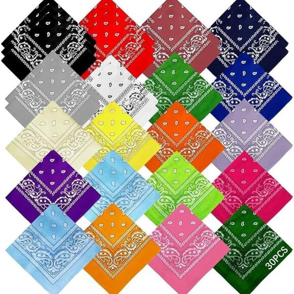 12 Pack Multicolor Paisley Bandanas Large 22x22in Head Wrap Neck Scarf - Picture 1 of 3